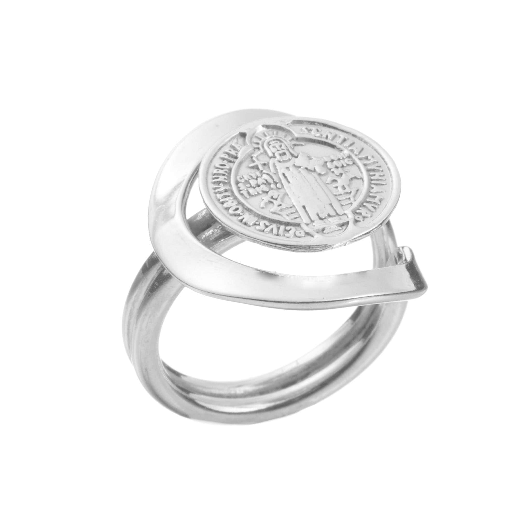 Anillo gasa San Benito  de plata mexicana