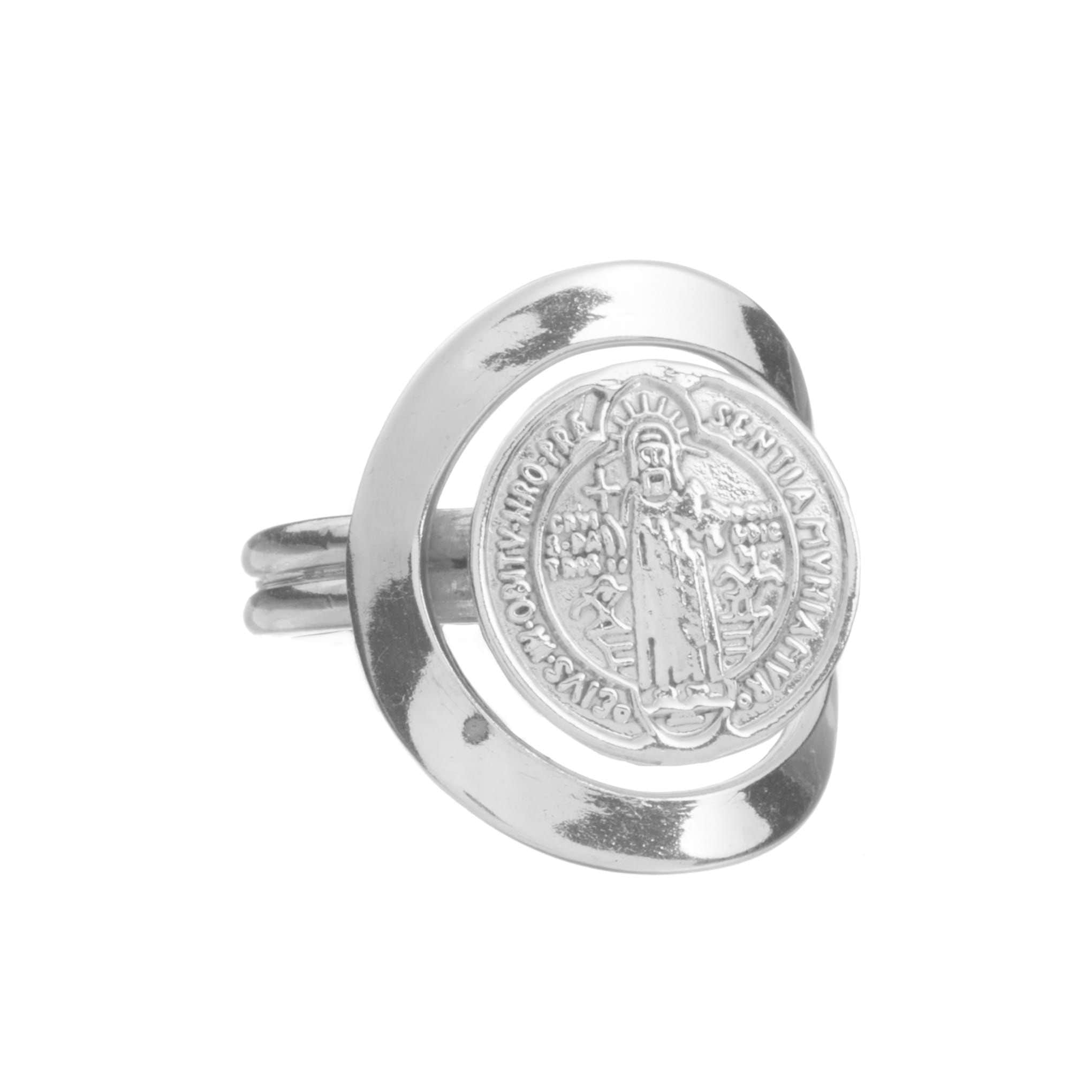 Anillo gasa San Benito  de plata mexicana
