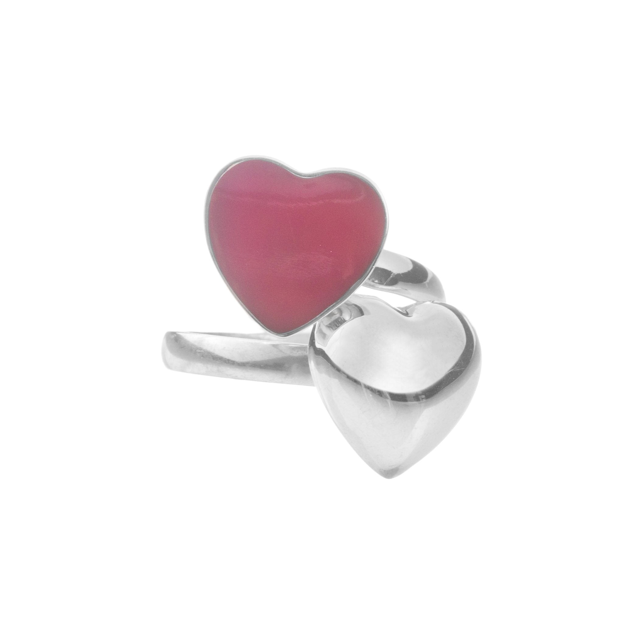 Anillo corazón rojo de plata de plata mexicana