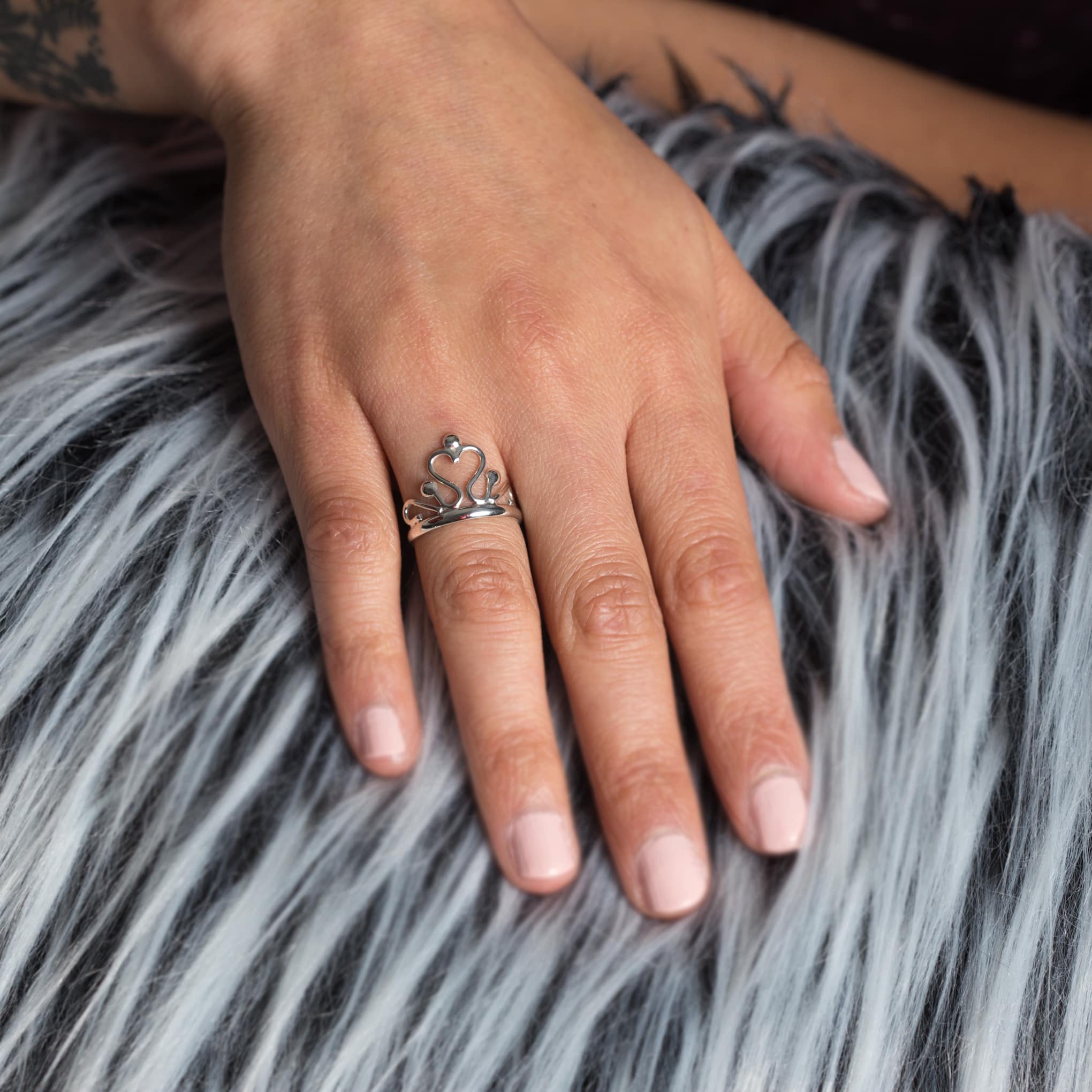 Anillo corona de princesa de plata de plata mexicana