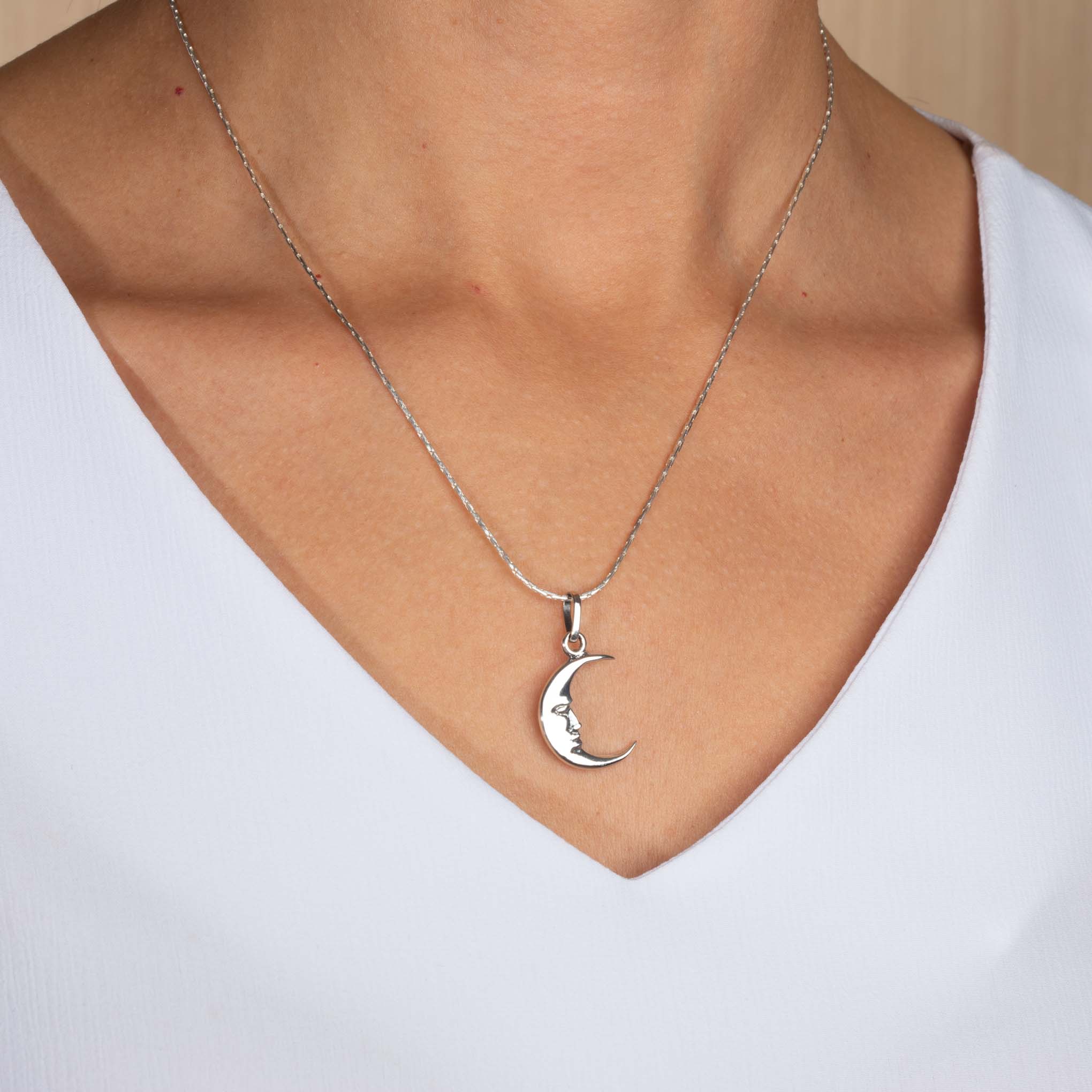 Dije media luna de plata de plata mexicana