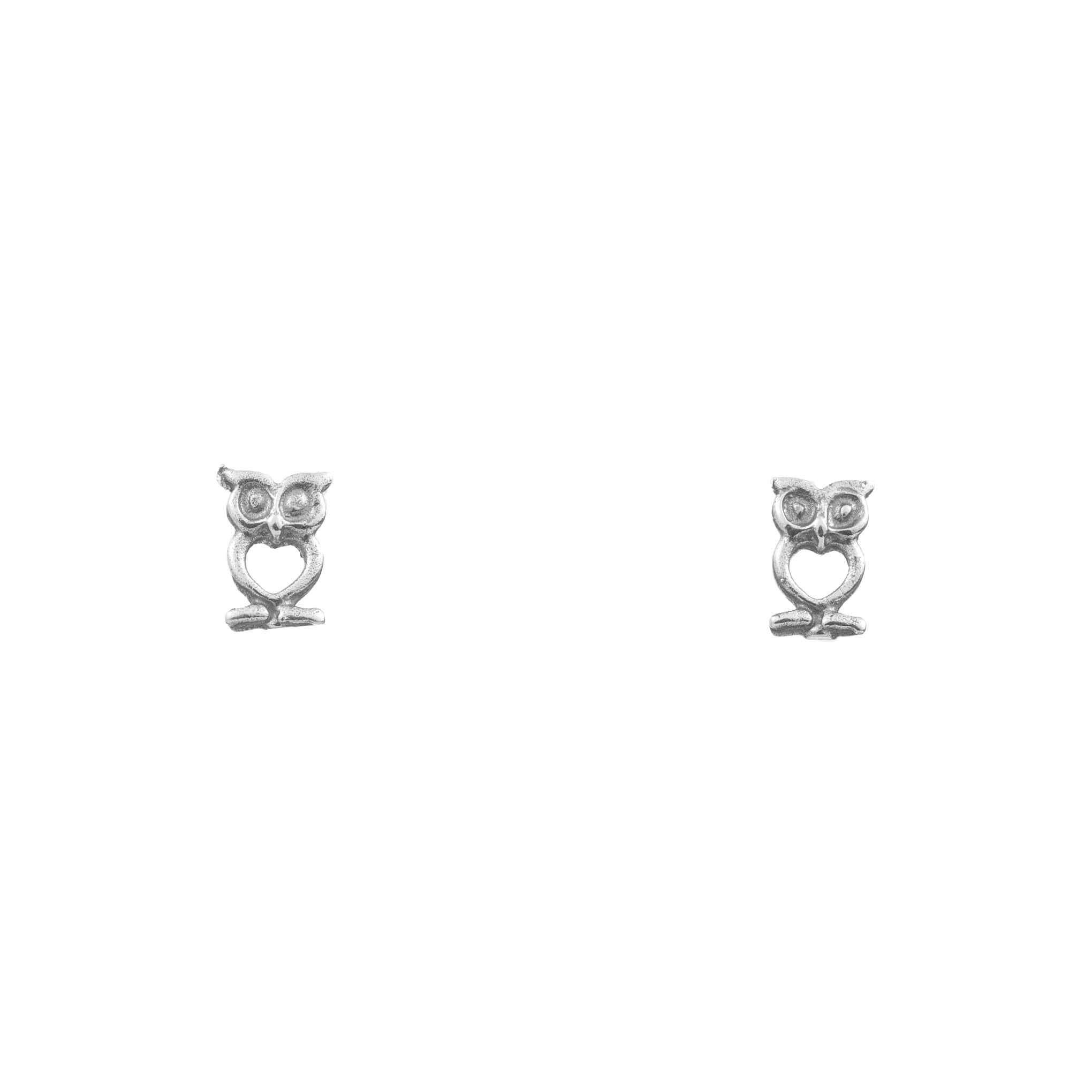 Aretes búho mini de plata de plata mexicana