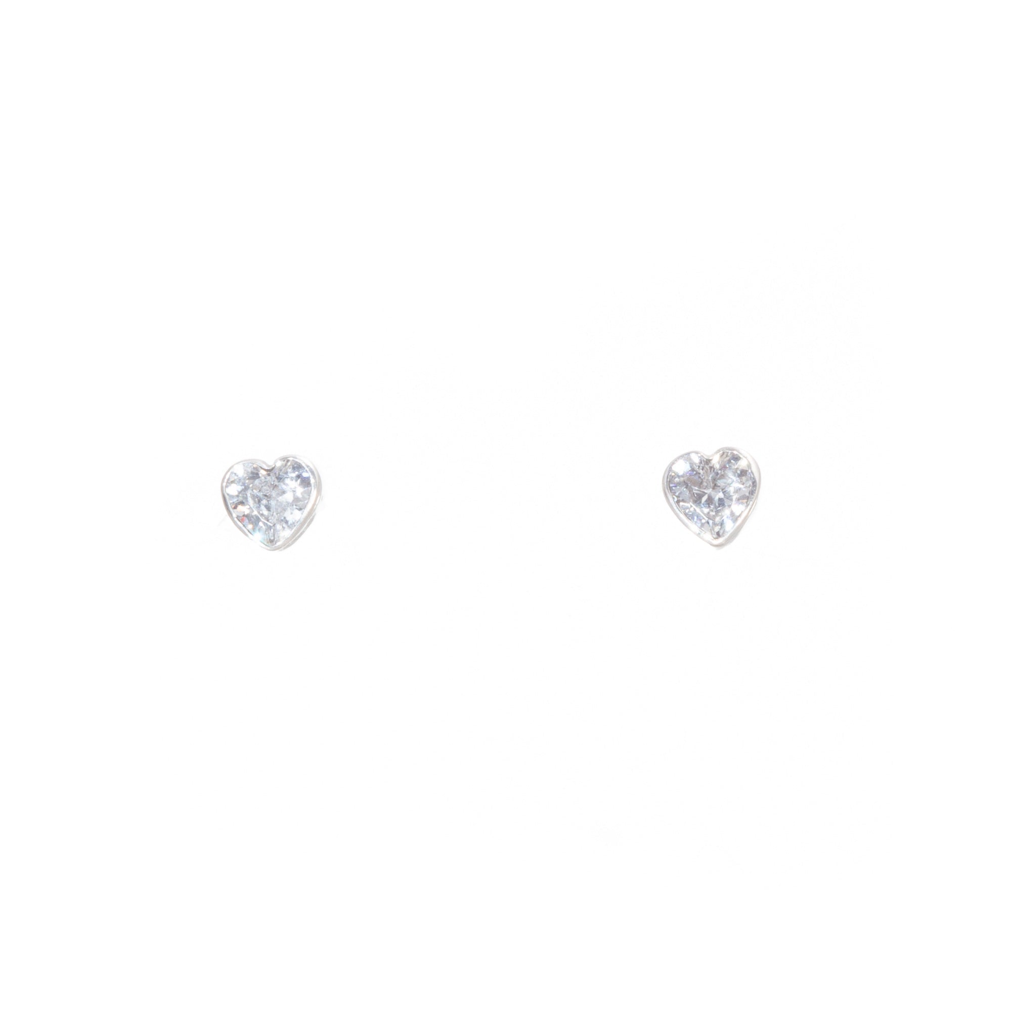 Aretes  de poste Corazón con Zirconia de plata mexicana