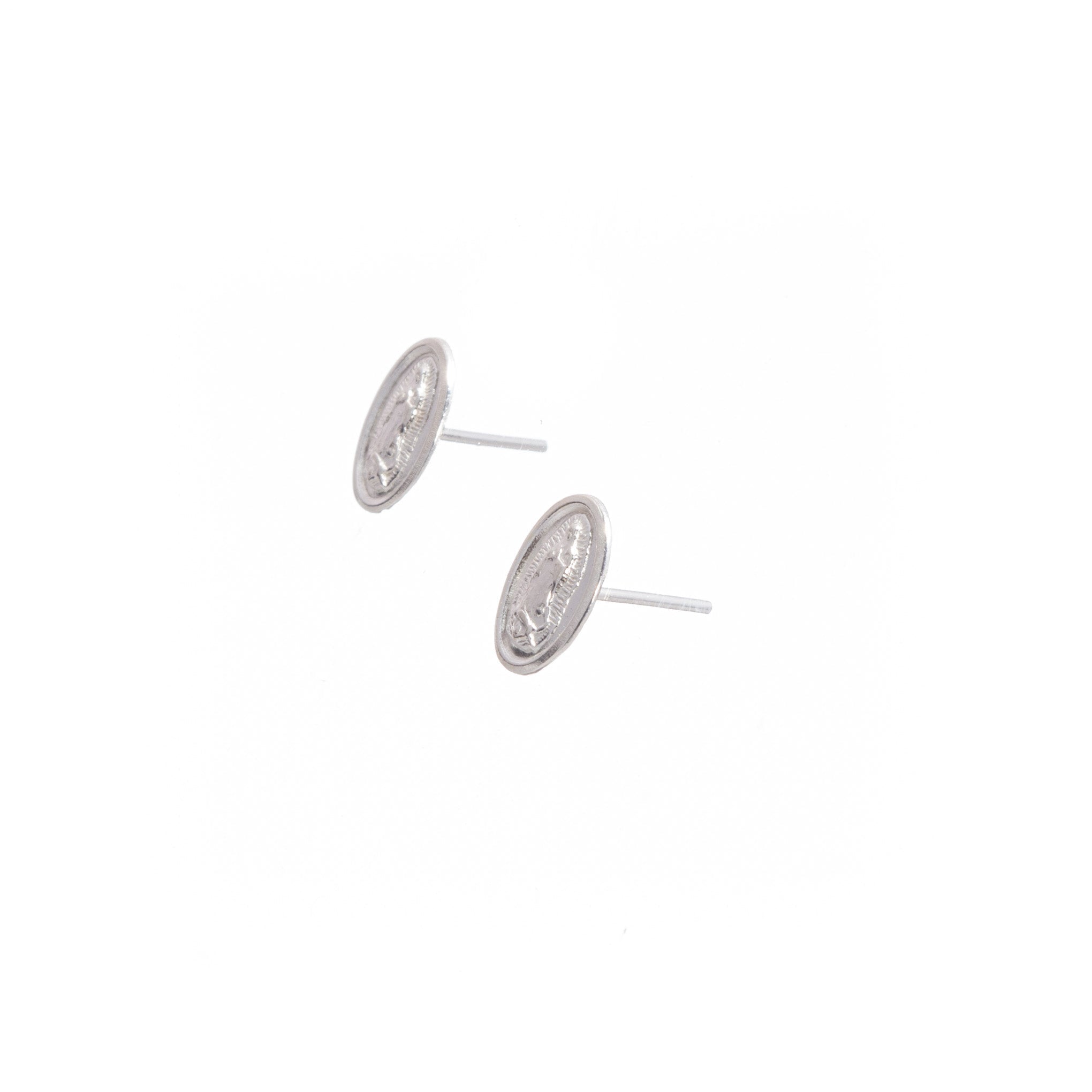 Aretes de poste Virgen de Guadalupe de plata mexicana