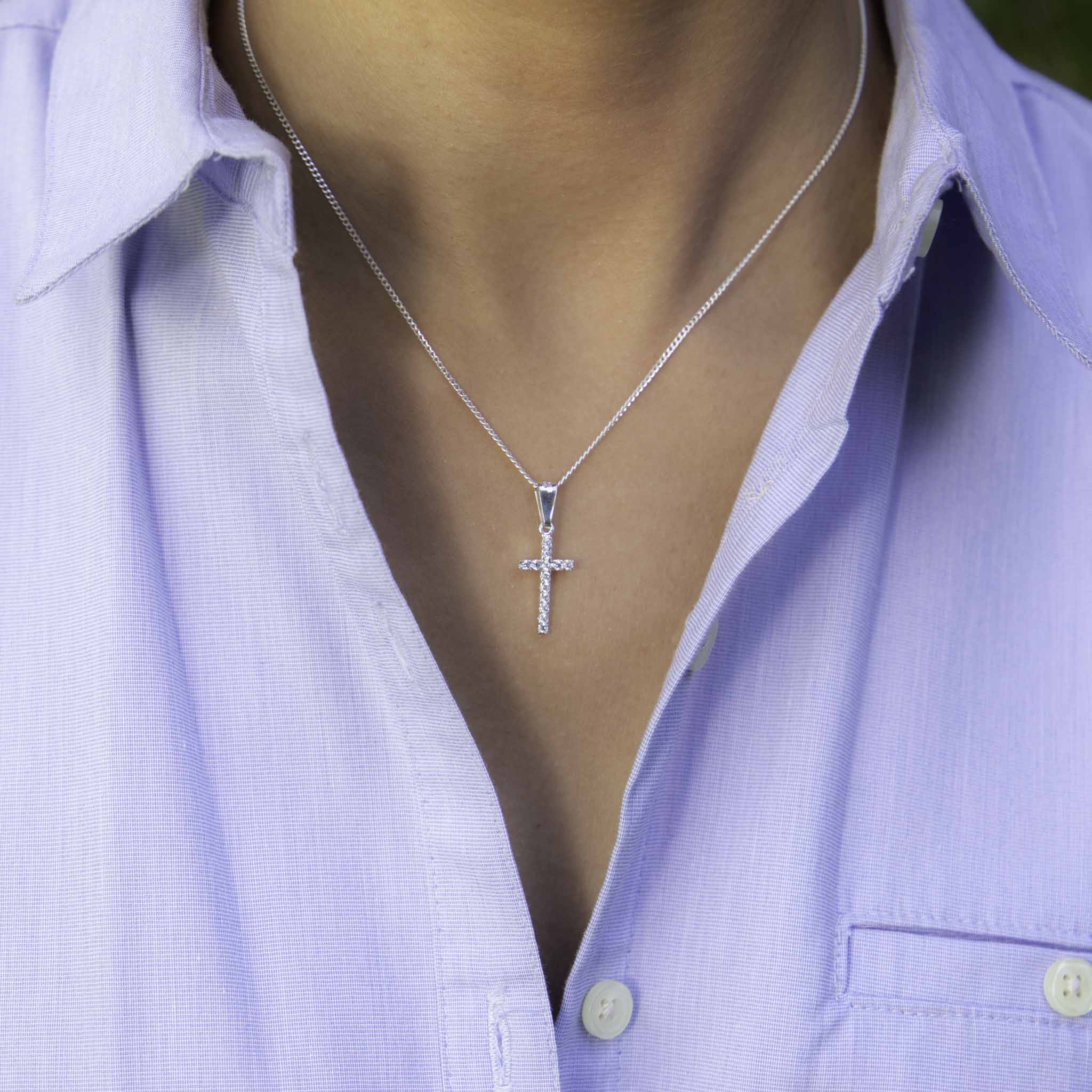 Dije de Cruz con Zirconias de plata mexicana