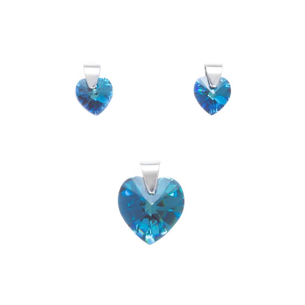 Dije y aretes de Corazones de cristal esmaltado y plata