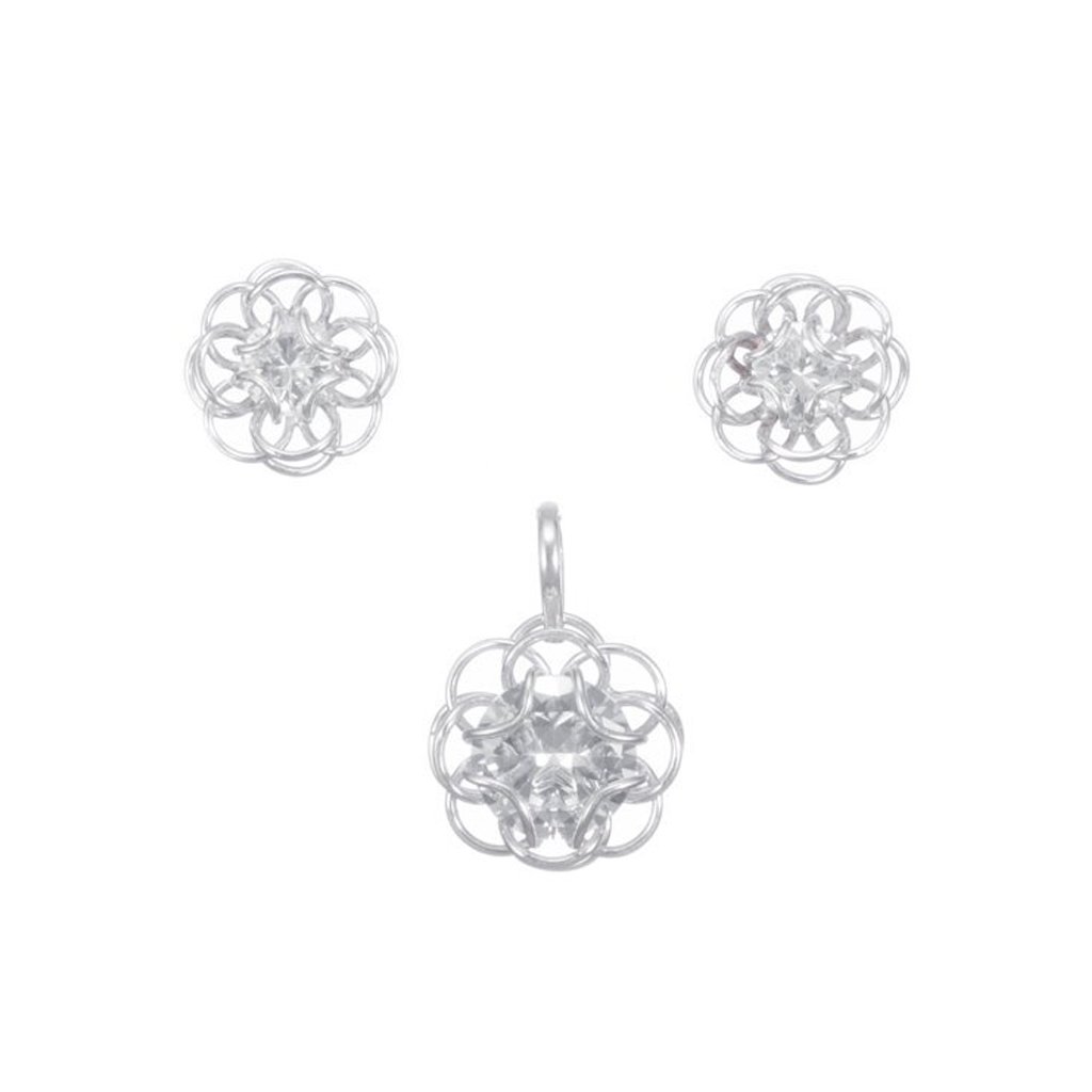 Juego de Zirconia en nido de Plata