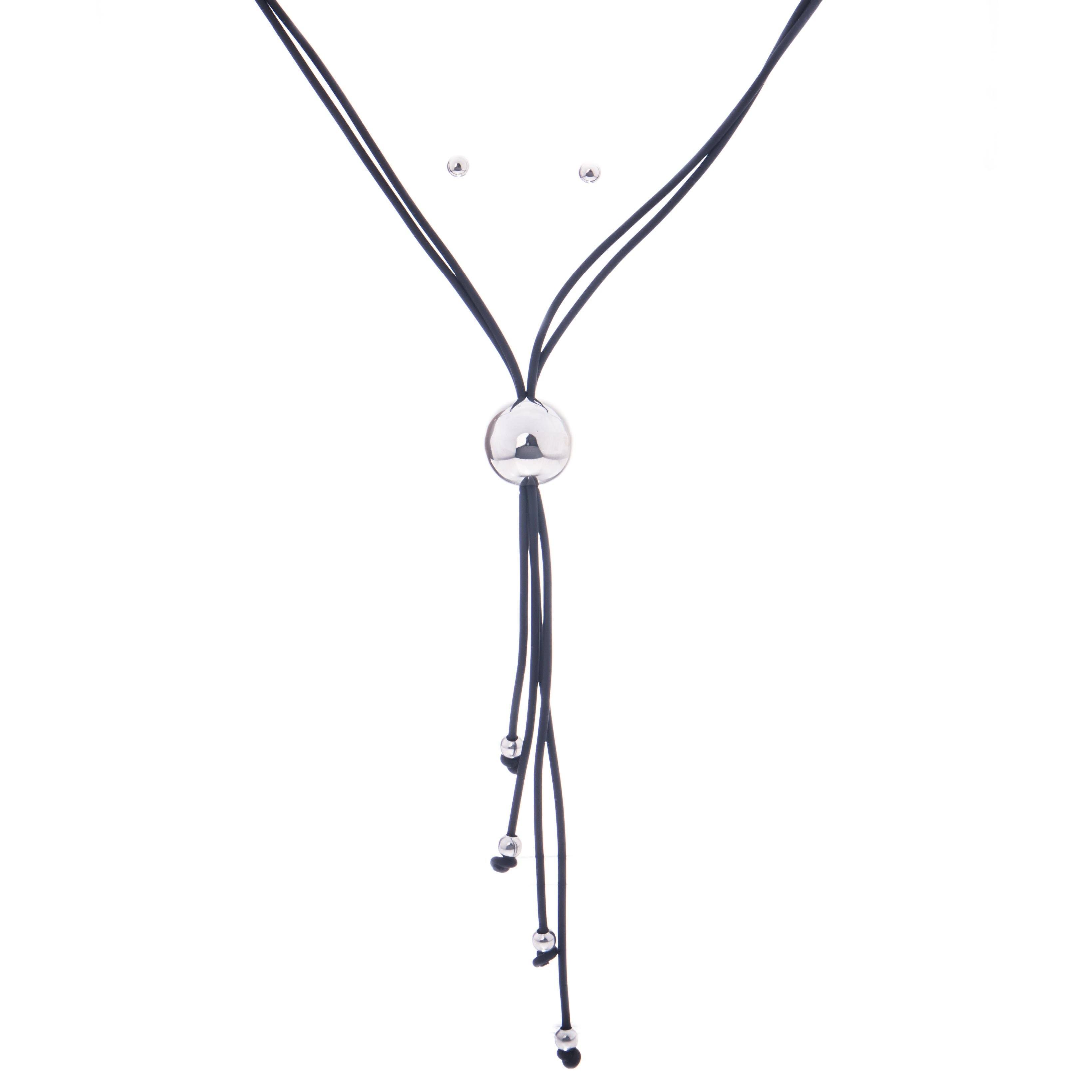 Collar de esferas de plata y caucho