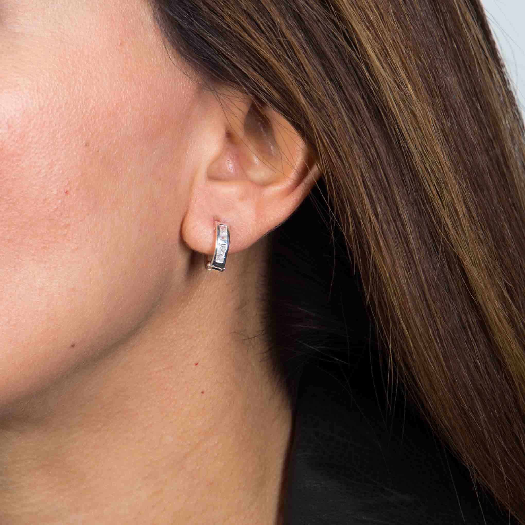 Arracadas de plata mini con zirconia